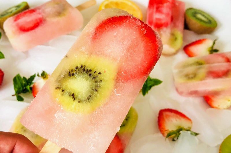 Strawberry Kiwi Mojito Popsicles