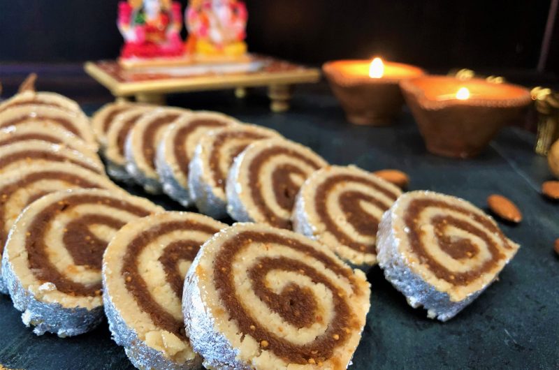 Badam Anjeer Roll | Almond Fig Pinwheels