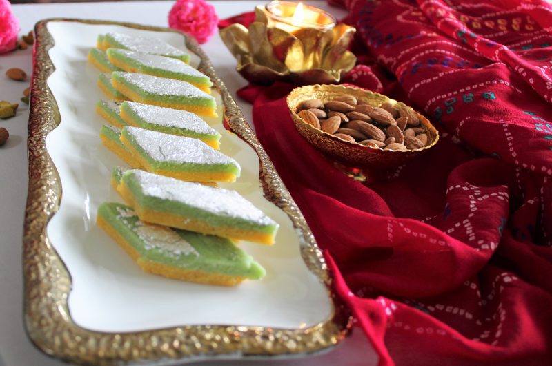 Badam Pista Burfi (Almond Pistachio Fudge)