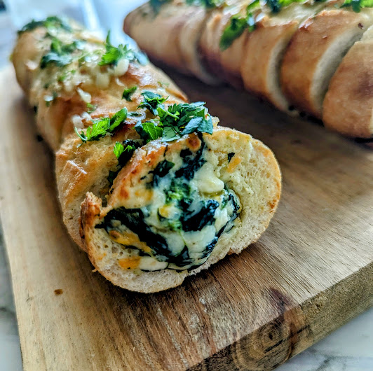 Easy Spinach Dip Stuffed French Bread