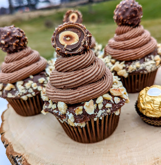 Eggless Ferrero Rocher cupcakes